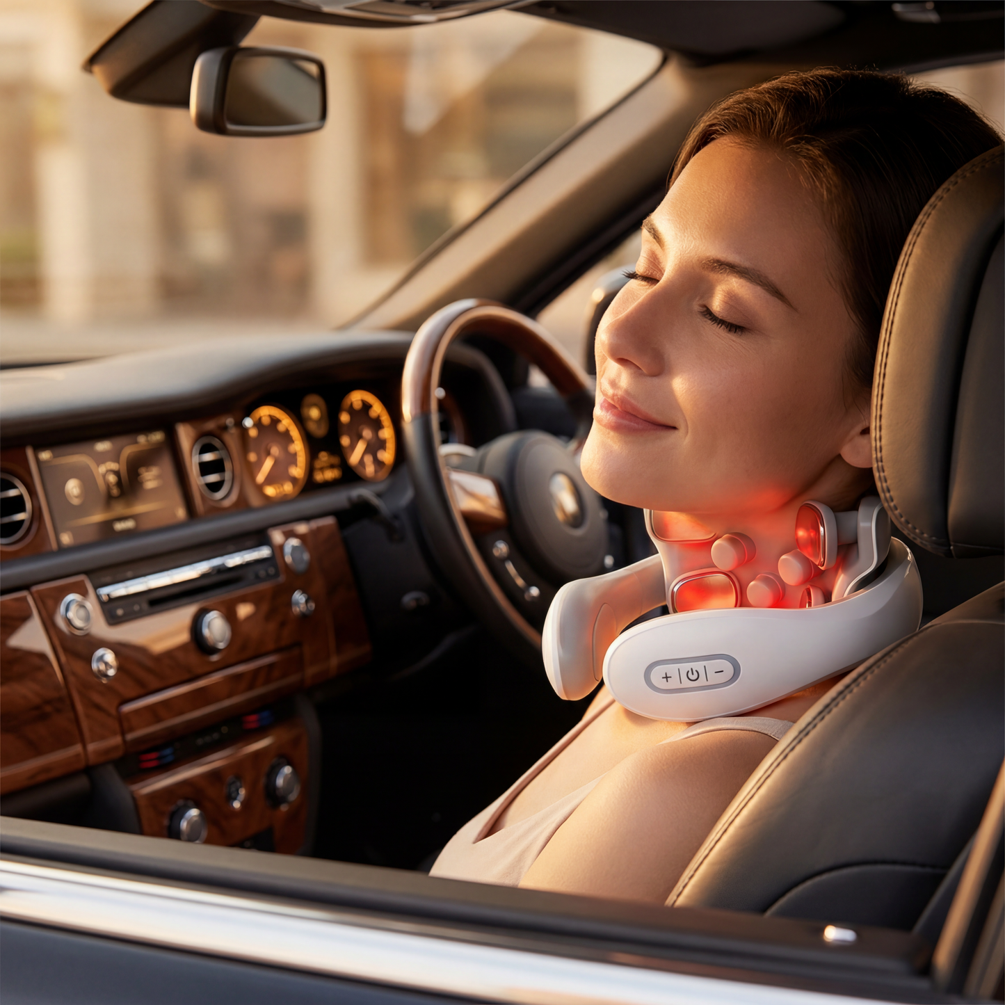 "Long Drive Essential__Portable Neck & Shoulder Massager for Car Travelers & Truck Drivers"