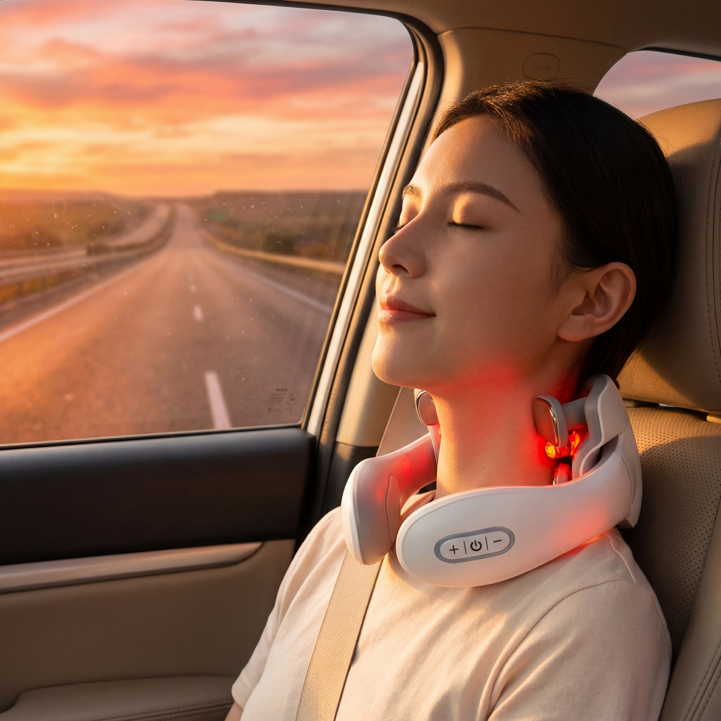 "Long Drive Essential__Portable Neck & Shoulder Massager for Car Travelers & Truck Drivers"