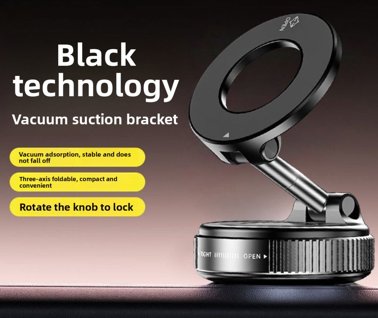 Adjustable Magnetic Car Phone Holder with Vacuum Suction